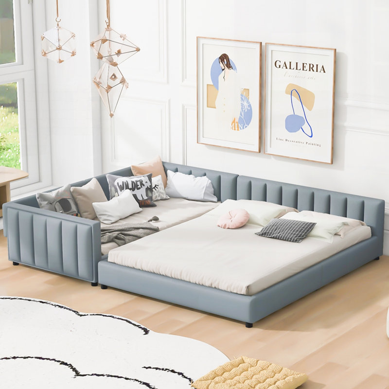 Upholstered Platform Bed, Gray