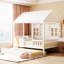 Lit double blanc avec lit gigogne simple, lit de jour en bois pour la chambre à coucher, caractéristique fiable de qualité