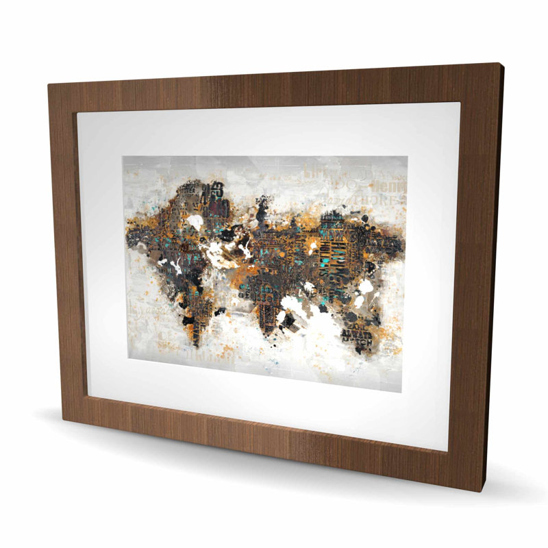 Abstract World Map with Typography - Modern Bedroom Print