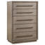 Commode de chambre à coucher à 5 tiroirs en chêne taupe Prescott (inclut la commode seulement et non le miroir)