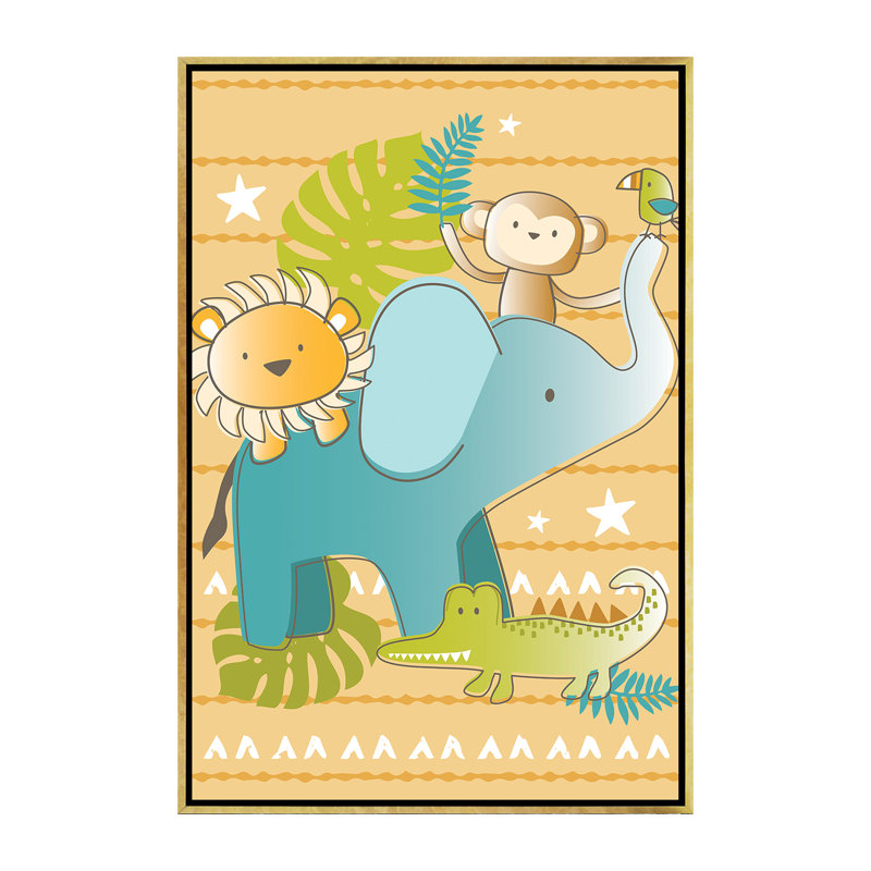 «Jungle Nursery I» par Lisa White boutons - impression d'art graphique, H 60 po x l 40po x P 1,5 po, Toile encadrée d'or