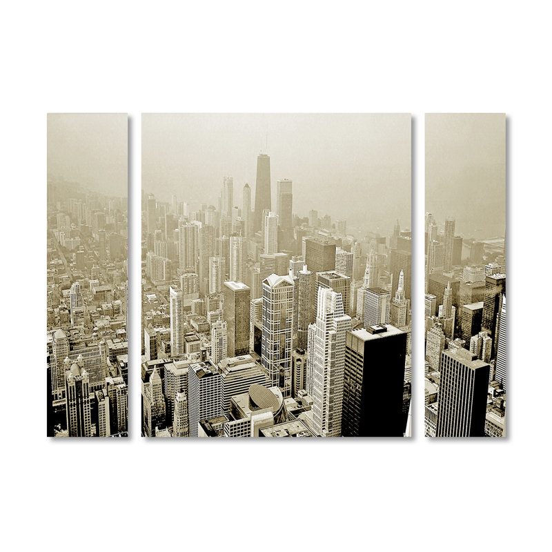 'Chicago Skyline' by Parsegh 3 Piece Photographic Print on Wrapped Canvas Set, H 30 po x l 41 po x P 2 po
