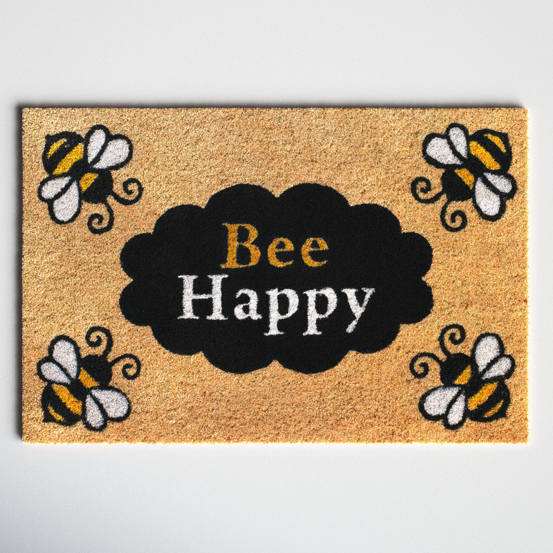 Tapis d'entrée antidérapant Mabton Bee Happy 36 po x 24 po