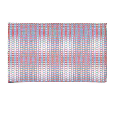 Tapis de zone rouge/bleu fait main géométrique