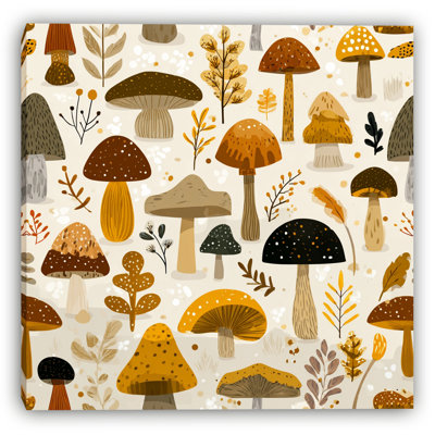 «Autumn Mushroom Meadow», art mural sur toile tendue