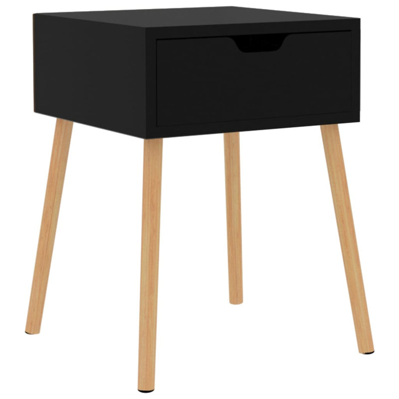 Shanell 40cm W Manufactured Wood Bedside Table, Individual, High Gloss Black, High Gloss Black