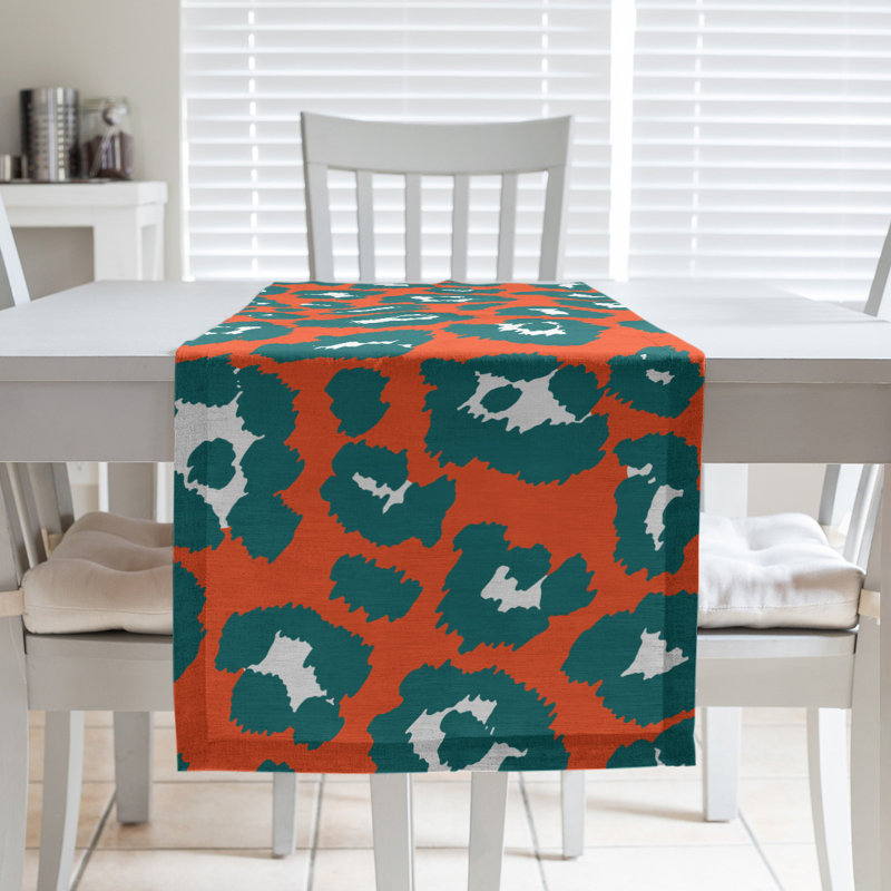 Chemin de table à imprimé animal, 72 po x 16 po, Orange