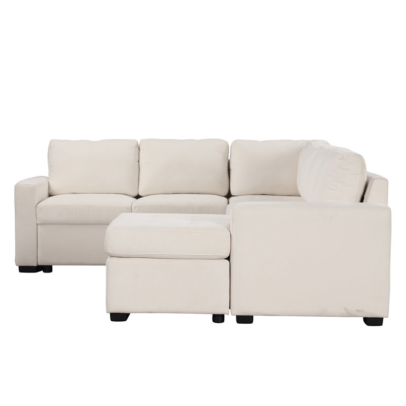 Canapé-lit modulaire avec lit escamotable U_Style, Polyester beige