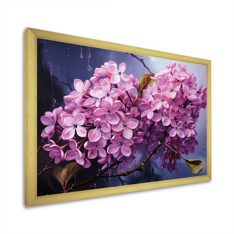 Lilas beauté dévoilé sur toile, H 30 po x l 40 po x P 1,5 po, Cadre doré simple