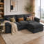 Canapé modulaire en forme de L de 102,3 po Elvarquess, canapé 4 places Cloud avec repose-pieds mobile, revêtement en chenille souple, sièges larges et profonds, mousse haute résilience et support à ressorts-2122573833