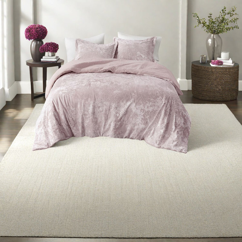 Ensembles de literie en velours sherpa luxueux, mauve clair, style contemporain