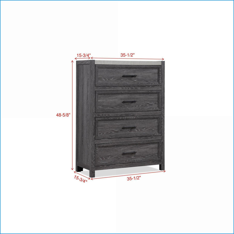 Commodes et amp; Garde-robes | Commode haute 4 tons Rustic | Gris | Bois