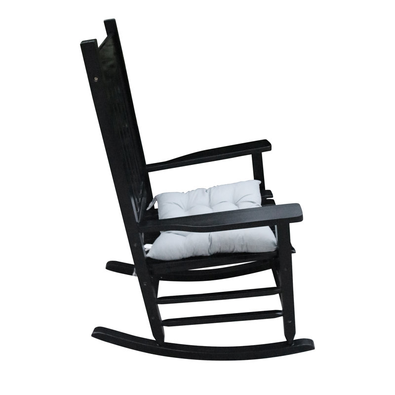 Chaise berçante en bois massif, Noir