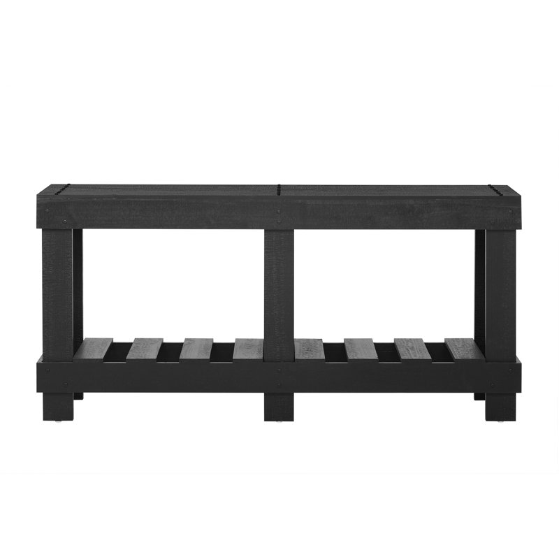 Vintage 62.9-inch Hallway Table - Fir Solid Wood, 6 Legs, 4.5-inch Thick Top, Metal Rivet Decor, Space 62.9" U-style Living Room End Construction, 4.5" Desktop, Embellishment, Shelf For Storage Items