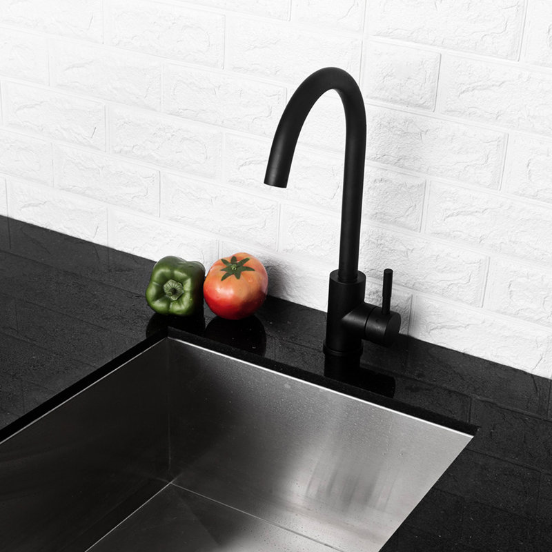 Matte Black Kitchen Sink Faucet With Single Handle - 304 Stainless Steel Construction, 360 Rotatable Spout, Rust And Corrosion , Easy Daily Cleaning, Simple Installation, 1.75 Gpm Max Flow, Includes