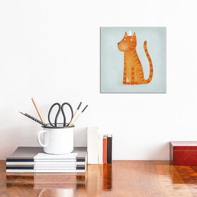 Ginger Cat With Mouse by Nic Squirrell - Wrapped Canvas Print