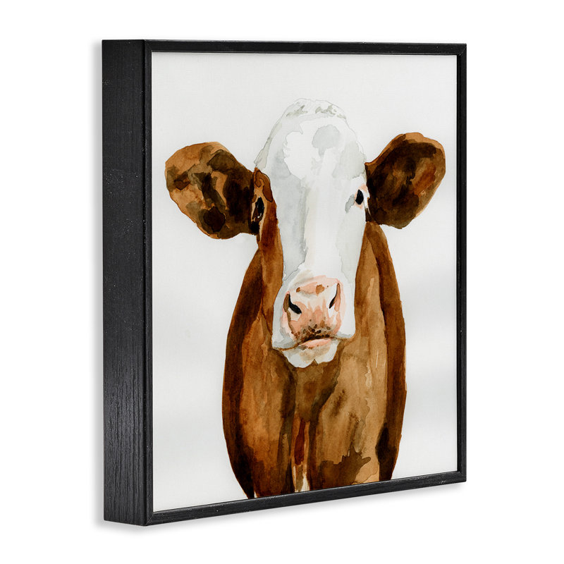 «Holstein Country Cow» par Victoria Barnes, impression sur toile, H 12 po x l 12 po, Giclée encadrée noir minuit