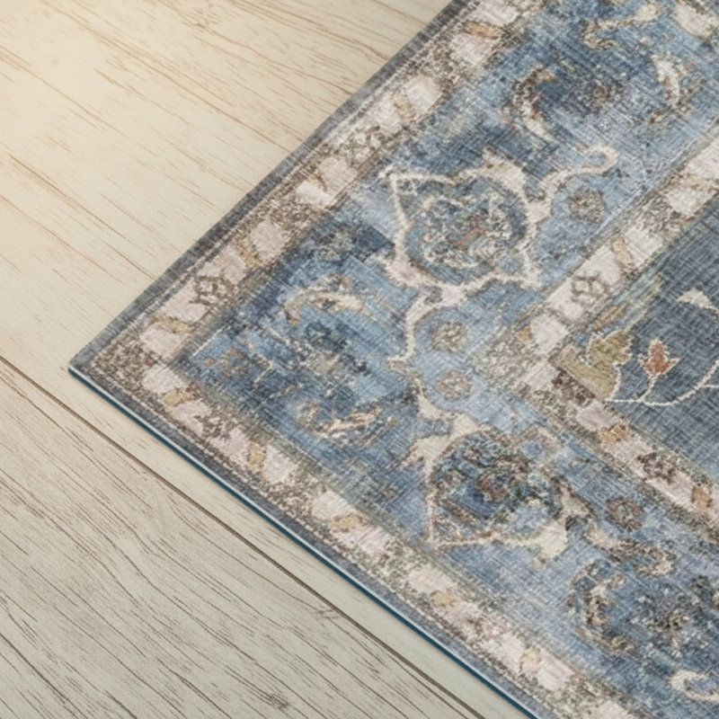 Avani Blue Cushioned Kitchen Mat, Rectangle 3' x 9'