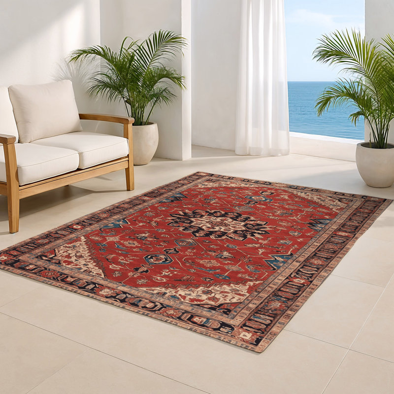 Tapis d'intérieur et d'extérieur brun Persian, Rectangle 5 pi x 7 pi