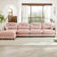 Canapé modulaire ergonomique en chenille rose à 4 places en forme de L modulaire et pour espaces de vie
