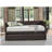 Brown Faux Leather Upholstered Contemporary Daybed with Trundle Wooden Furniture 1pc-369877420