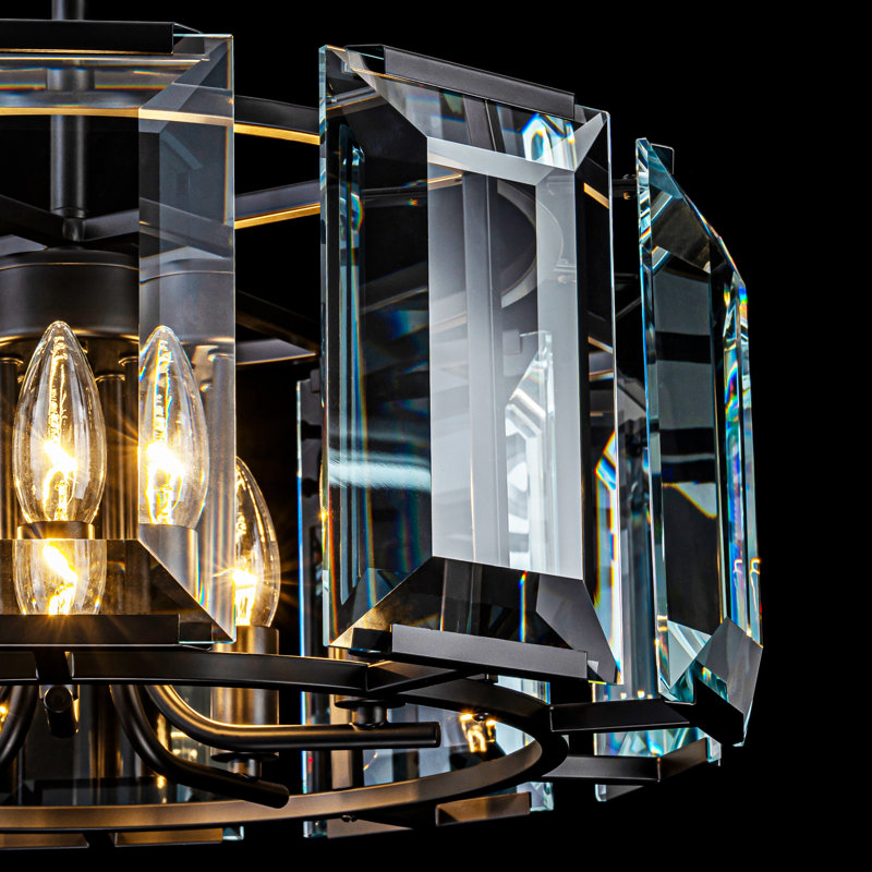 5 Light 19.69'' Modern Crystal Prism Drum Tiered Chandelier