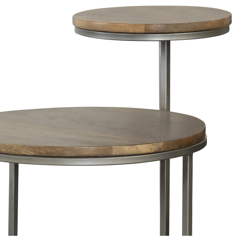Oracle Natural and Gunmetal 2-Tier Accent Table
