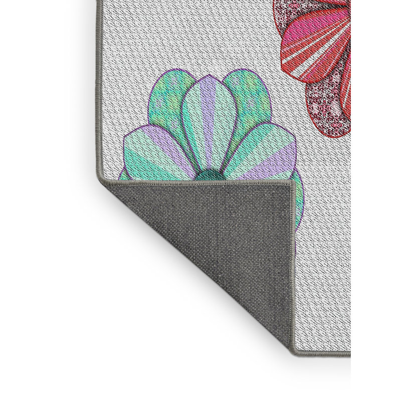 Tapis violet/rouge/vert à motif, Rectangle 5 pi x 8 pi