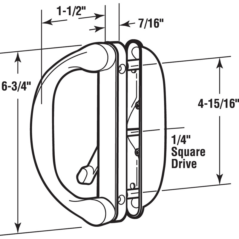 White Metal Universal Sliding Door Handle with Safety Lock