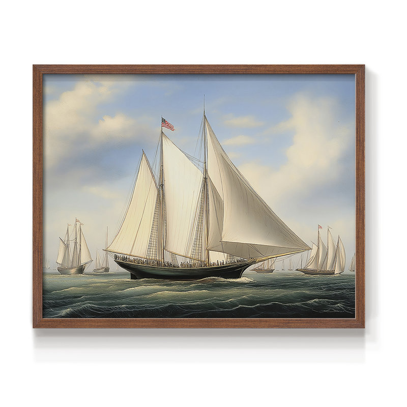 Série nautique - Cxxviii - reproduction encadrée, H 8 po x l 10 po, Noyer