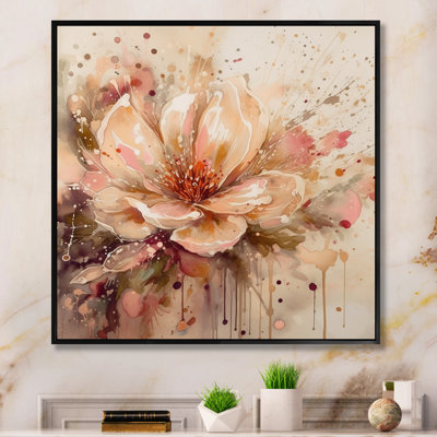«Emotion Of Beige Red Peony Flower I», art mural sur toile