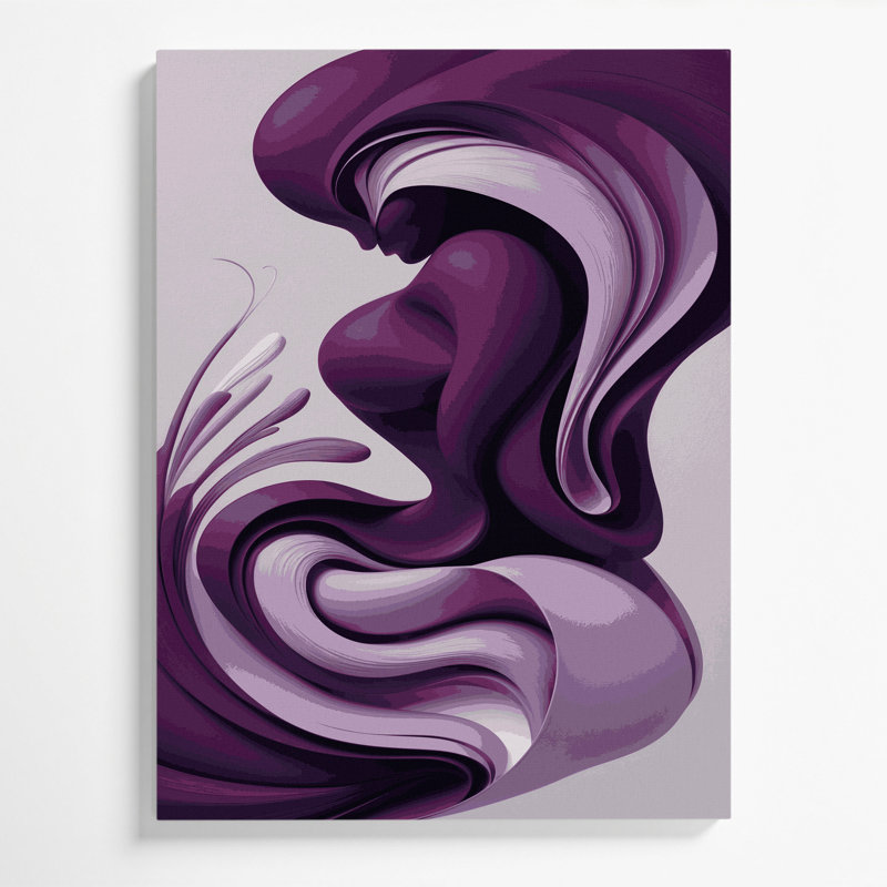 Abstrait art figuratif sur toile mauve 5, H 24 po x l 20 po