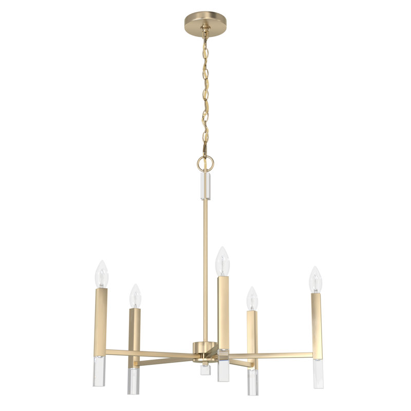 Hunter Sunjai 5 Light Chandelier Light Fixture, Brushed Nickel