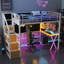 Lit mezzanine innovant en métal intégré avec poste de travail, garde-robe, escalier de rangement et éclairage à DEL pour une économie d'espace et de vie fonctionnelle