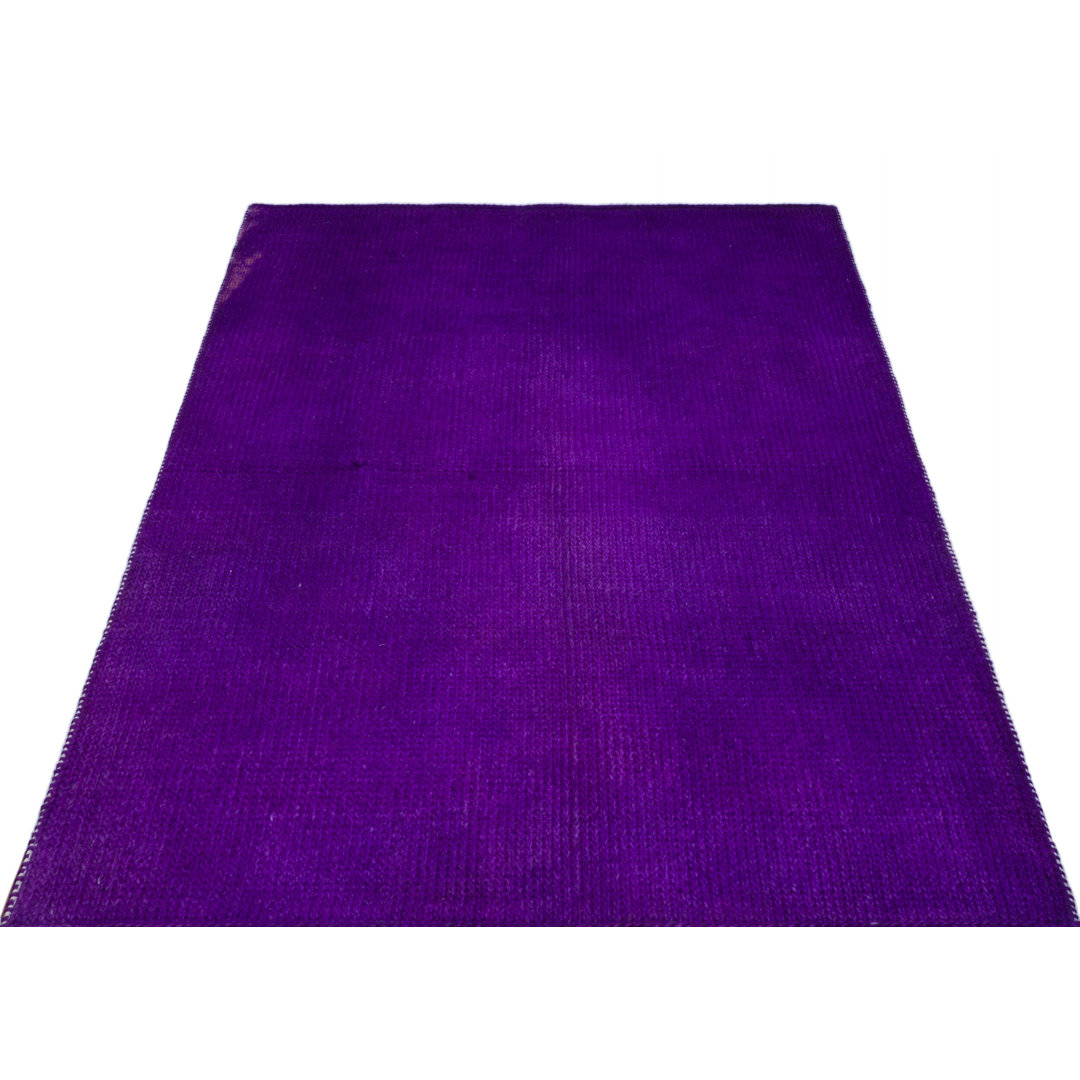 Girit Purple Striped Wool Handmade Area Rug