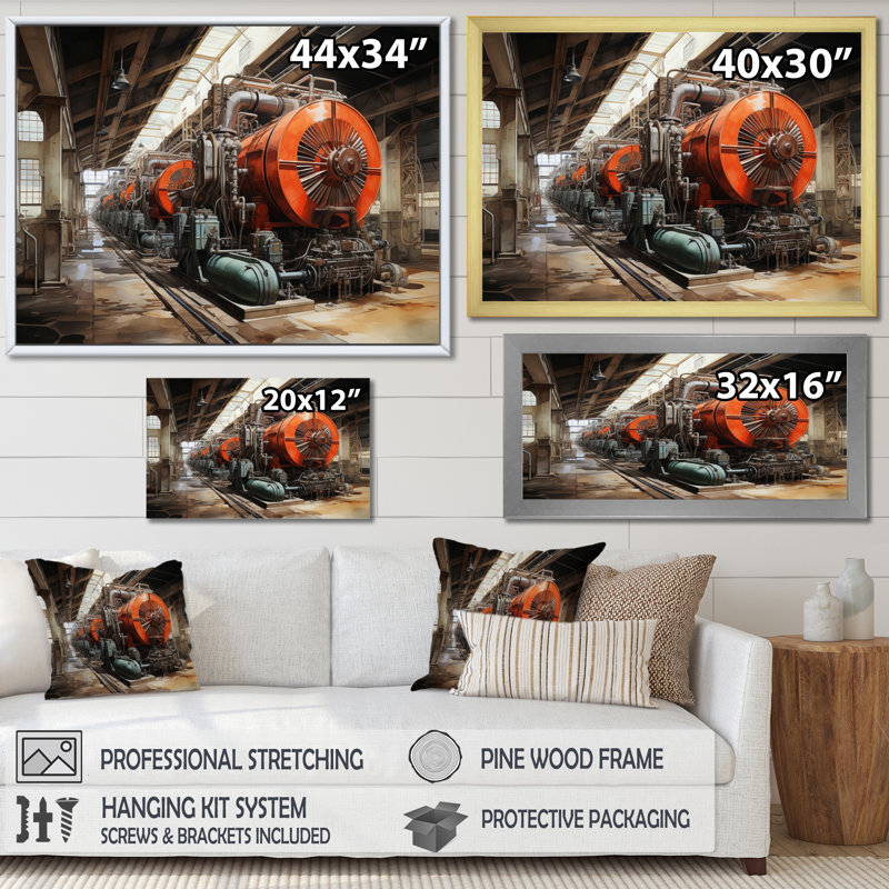 Power Plants Powerful Energies II - Architecture Canvas Prints, Encadrement doré, H 34 po x l 44 po x P 1,5 po