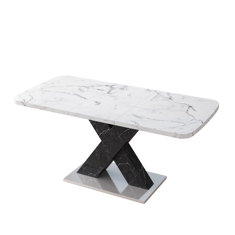 Modern Rectangle Dining Table(Only Table), Black/Silver, White/Gray
