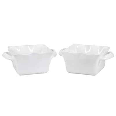 BIA Cordon Bleu White Wavy 4.5" Porcelain Square Handled Baker