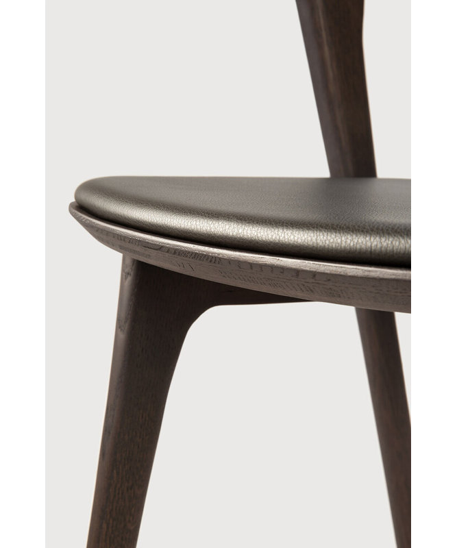 Bok Leather Dining Chair, Oak Brown Genuine Leather, Oak Brown