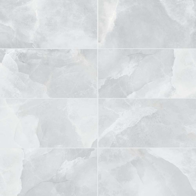 Carreau de porcelaine poli onyx 12 "x 24" Geo Lush, Gris lustré