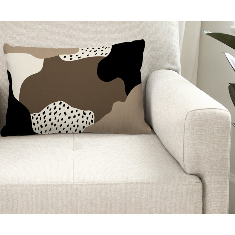 Coussin décoratif intérieur / extérieur en polyester filé Willow, Beige / blanc cassé / noir