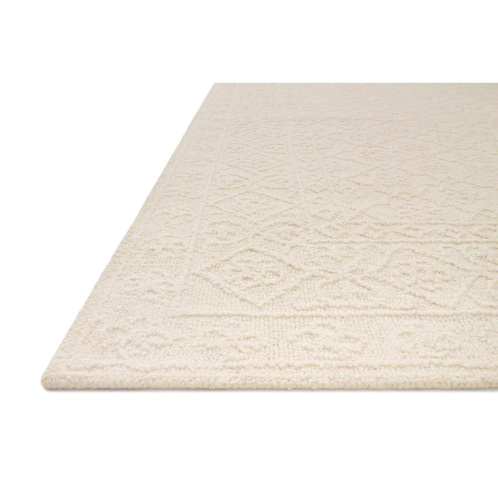 Albie Ivory Hand-Tufted Wool Oriental Rug, Rectangle 5' x 7'6"