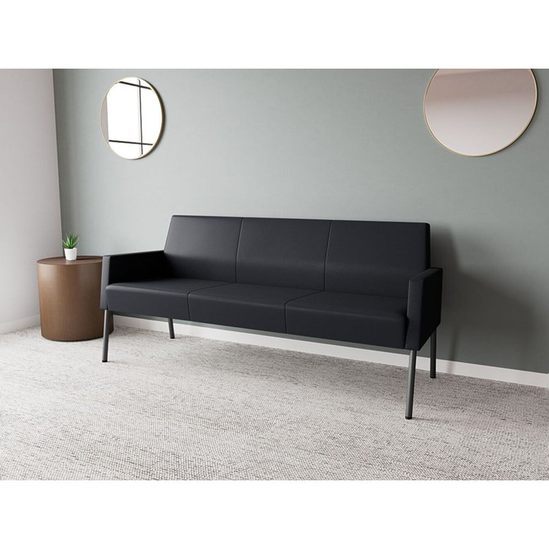Canapé de réception Mystic, Acier gris anthracite, Noir Modena
