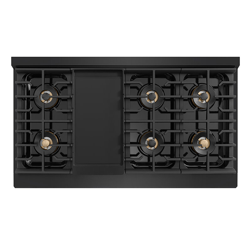 ZLINE 48 in. Paramount Gas Range with 8 Burner DuoPro Cooktop and Dual Ovens with White Matte Doors, Black Stainless Steel
