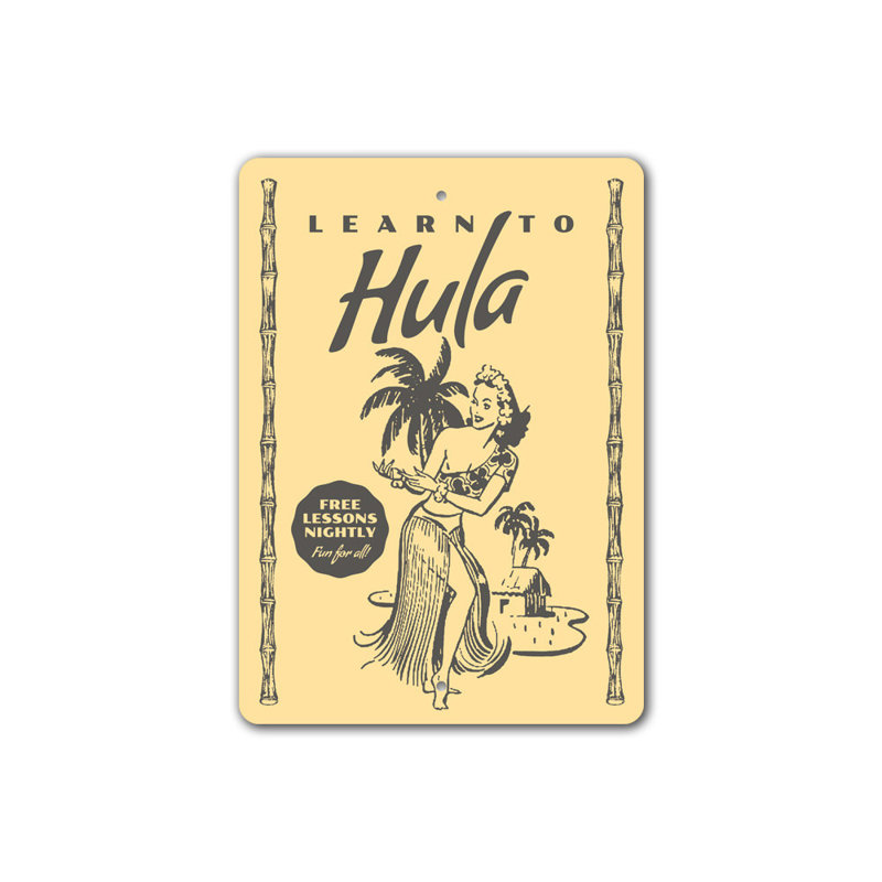 Panneau «Apprendre à Hula» en aluminium, H 18 po x l 12 po x P 0,06 po