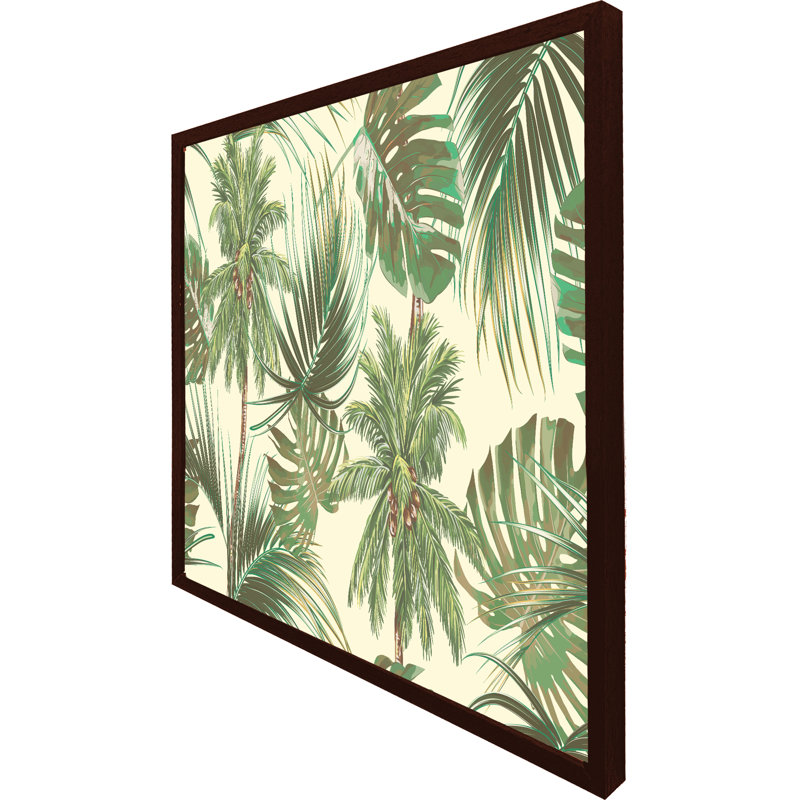 Pawlonka Tropical Leaves On Yellow - Single Picture Frame Print, 31cm H x 31cm W x 4cm D, Black Framed