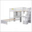 Lit mezzanine simple au-dessus de simple avec bureau intégré et escalier
