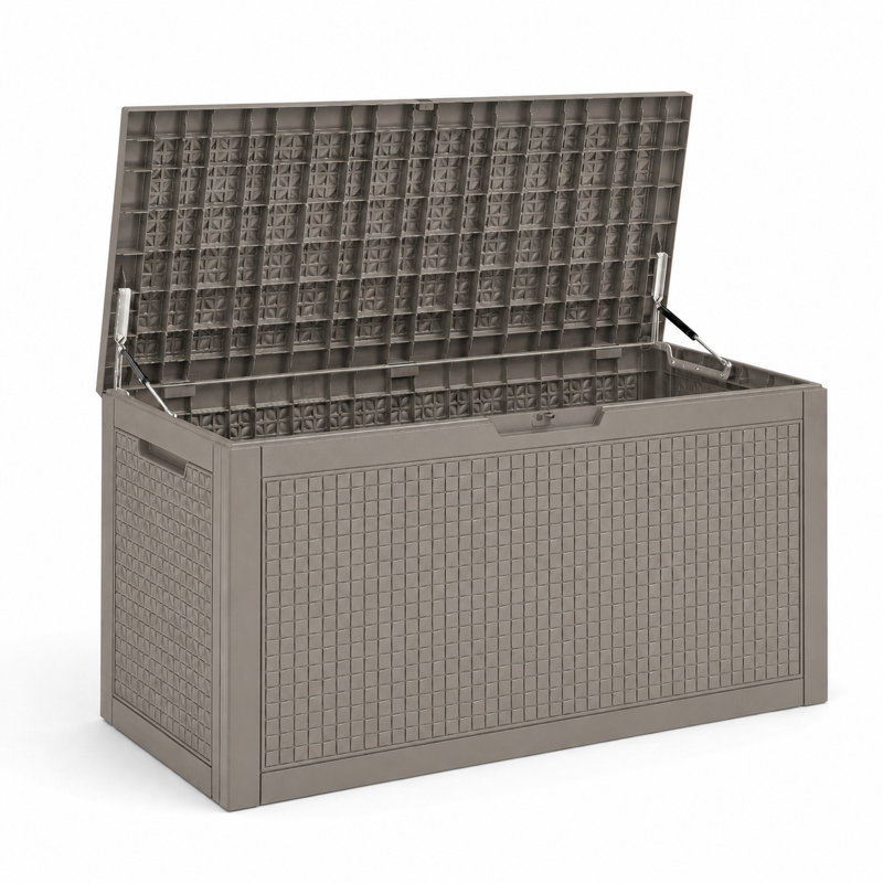 120 Gallon Large Lockable Resin Deck Box, Gray