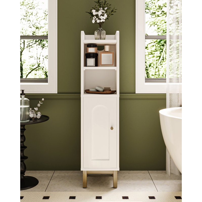 Bathroom Cabinet, Small Corner Floor Cabinet with Door and Shelves, Narrow Toilet Paper Cabinets, Bathroom Organizer with Adjustable Shelf, for Small Spaces