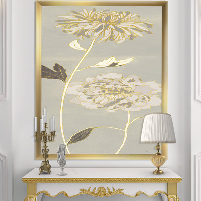 «Gold Metallic Floral Garden II», reproduction de cadre photo sur toile